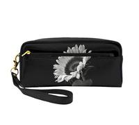 FZGGWYHL Sunflower Black Grey Printed Pencil Case Small Makeup Bag Portable Storage Bag
