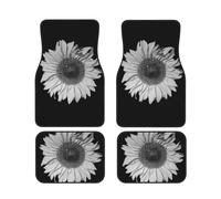 FZGGWYHL Sunflower black printed Car Floor Mats 4-Piece Set Universal Car Floor Mats