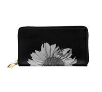 FZGGWYHL Sunflower Black Printed Leather Wallet Portable Travel Organiser Neutral Clutch Bag