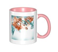 FZGGWYHL Teal and Orange Orchid Printed Mug Double Colored Ceramic Mug Coffee Cup