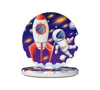 FZGGWYHL Universe Astronaut Rocket Galaxy printed Ceramic Car Coasters 2 Pcs Car cup holder