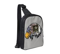 FZGGWYHL US Army Cool American Flag Eagle printed Chest Bag Dual Pocket diagonally Crossbody Bag