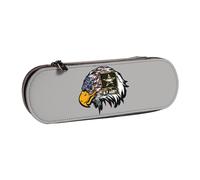 FZGGWYHL US Army Cool American Flag Eagle Printed Leather Pencil Case Portable Stationery Pouch Storage Bag