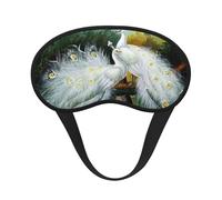FZGGWYHL White Peacock Printed Blackout Sleep Mask Aid Eye Mask Travelling Sleep Eye Mask