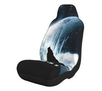 FZGGWYHL Wolf Howling At The Moon Printed Car Seat Cover Front Seat Cover Car Interior Decorations