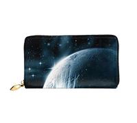 FZGGWYHL Wolf Howling at The Moon Printed Leather Wallet Portable Travel Organiser Neutral Clutch Bag