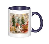 FZGGWYHL Xmas Tree Ball Stars Printed Mug Double Colored Ceramic Mug Coffee Cup