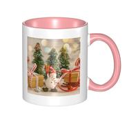 FZGGWYHL Xmas Tree Ball Stars Printed Mug Double Colored Ceramic Mug Coffee Cup