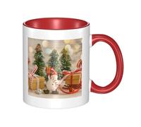 FZGGWYHL Xmas Tree Ball Stars Printed Mug Double Colored Ceramic Mug Coffee Cup