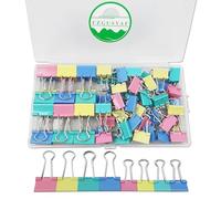 FZGUSYAF 72PCS Binder Clips Coloured Foldback Clips Metal Bulldog Clips Paper Clamps 15mm, 19mm for Office School Home