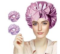 FZHGVML Silk Hair Bonnet for Sleeping with Tie, Double-Sided Satin Silk Bonnet for Women & Girls Curly Hair Care, Adjustable Wide Elastic Band Sleep Cap Hair Wrap for Sleeping with 2 Scrunchies