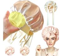 FZHGVML Silk Hair Bonnet for Sleeping with Tie, Double-Sided Satin Silk Bonnet for Women & Girls Curly Hair Care, Adjustable Wide Elastic Band Sleep Cap Hair Wrap for Sleeping with 2 Scrunchies