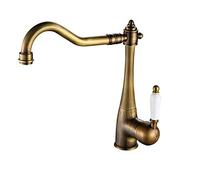 FZHLR Kitchen Faucets Black/Chrome/Brushed Nickel/Antique Deck Mounted Mixer Tap 360 Degree Crane for Kitchen Faucet Rotation Spray Mixer Tap Torneira Cozinha,Antique Bronze