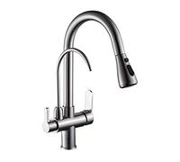 FZHLR Kitchen Faucets Nickel∕Black∕Chrome Crane for Kitchen Water Filter Tap Three Ways Sink Mixer Kitchen Faucet Torneira,Brushed Nickel