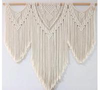 FZHLR Macrame Wall Hanging Large 44"X38" Boho Home Wall Decor Geometric Woven Tapestry Cotton Handmade Bohemian Art Wedding Bedroom Living Room Apartment Nursery,Beige A
