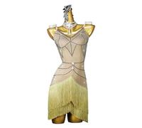 FZHQNZJF A,L, Professional Latin Dance Competition Dress for Women Cha Cha Tango Skirt Backless Dancing Costume for Rumba Samba