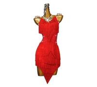 FZHQNZJF A,XL, Latin Dance Competition Dress Cha Cha Tango Performance Costume with Layered Tassels Shiny Skirt for Samba