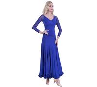 FZHQNZJF Ballroom Competition Dance Dresses Long Sleeve Salsa Waltz Dancing Outfit Smooth Flamenco Dance Performance Costume,Blue,3XL
