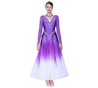 FZHQNZJF Ballroom competition dancewear Waltz Dance Performance Costume for Ladies Flamenco Dance Dresses with Rhinestones,C,S