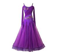 FZHQNZJF Ballroom Competition Dress Standard Large A-line Dance Performance Costumes Waltz Skirt with Rhinestones Embroidery,H,M