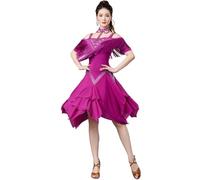 FZHQNZJF Ballroom Dance Costumes Strapless Salsa Dancing Dresses for Women Latin Training Dancewear with Fringe Flapper,Purple,M
