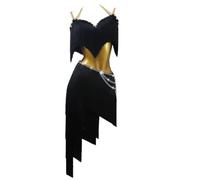 FZHQNZJF Ballroom Dancing Dresses for Women Latin Dancing Clothing with Layered Tassels Sleeveless Salsa Tango Skirt,Black,S