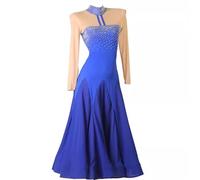 FZHQNZJF Ballroom Dancing Dresses for Women Waltz Tango Performance Dancing Outfit Long Sleeve Foxtrot Salsa Practice Skirt,Blue,XXL