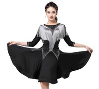 FZHQNZJF Black,S, Latin Dance Dresses for Women Competition Exquisite Salsa Tangoes Performance Suit Elastic Cha Cha Dancing Outfit