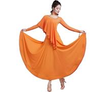 FZHQNZJF Exquisite Waltz Dance Dresses for Ladies Salsa Tango Performance Skirt Flamenco Foxtrot Competition Costumes,Orange,XXL