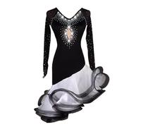 FZHQNZJF Latin Dance Competition Dresses for Women Cha Cha Tango Costume with Rhinestones Ballroom Performance Dancewear,A,XXL