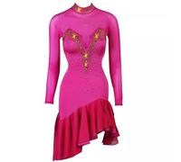 FZHQNZJF Latin Dance Competition Dresses High Collar Ballroom Performance Dancewear Shiny Tango Cha Cha Training Skirt,B,S