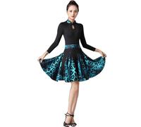FZHQNZJF Latin Dance Practice Costume Ballroom Dance Performance Dress Women's Salsa Tango Training Fishbone Skirt,B,L