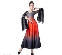 FZHQNZJF Orange,XL, Women's Ballroom Dance Performance Dresses Exquisite Flamenco Salsa Practice Costumes Gradient Tango Dancewear