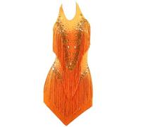 FZHQNZJF Shiny Latin Competition dancewear Tassel Ballroom Dresses for Women Backless Salsa Tango Performance Dance Costume,B,M
