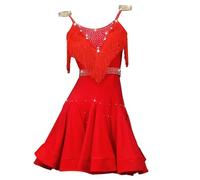 FZHQNZJF Tassel Latin Dance Performance Dresses Shiny Salsa Tango Dancing Clothes Backless Cha Cha Competition Costumes,A,S