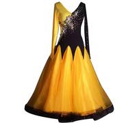 FZHQNZJF Waltz Dance Dresses with Rhinestones Flamenco Ballroom Competition Dancewear Foxtrot Tango Performance Costumes,C,M