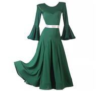 FZHQNZJF Women's Ballroom Dance Competition Dresses Ribbon Waltz Tango Performance Suit Elegant Flamenco Foxtrot Skirts,D,S