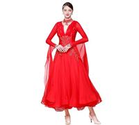 FZHQNZJF Women's Ballroom Dance Dress Great Swing Waltz Flamenco Performance Costume Professional Tango Competition Outfit,B,L