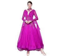 FZHQNZJF Women's Ballroom Dance Dress Great Swing Waltz Flamenco Performance Costume Professional Tango Competition Outfit,A,XL