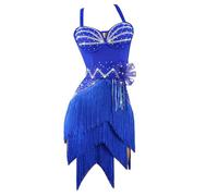 FZHQNZJF Women's Latin Performance Dancewear Exquisite Salsa Tango Dance Dresses Backless Cha Cha Competition Skirt,B,S