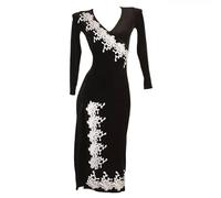 FZHQNZJF Women's Latin Split skirt printed Ballroom Performance dance Dresses Long-sleeved Dancing Clothing for rumba Samba,A,L