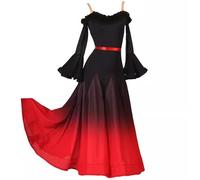 FZHQNZJF Women's Waltz Dance Dresses Strapless Tango Foxtrot Dancing Clothing Gradient National Standard Practice Skirt,D,XXL