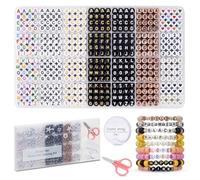 FZIIVQU 1400pcs Letter Beads Kit, 6 Colors 4x7mm Alphabet Number Heart Beads for Bracelets Making Friendship Bracelet Kit