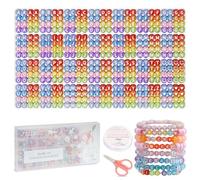 FZIIVQU 1450 Pieces Letter Beads, 28 Styles Acrylic 4x7mm Round Beads Kits, Alphabet A-Z Heart Pattern Smiley face for Bracelets DIY Jewelry Making, White Letter & Transparent Colour Base (MCB28-2)