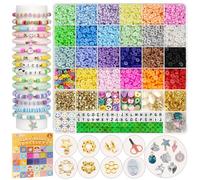 FZIIVQU 6100Pcs Clay Beads Bracelet Making Kit 24 Colors Friendship Bracelet Beads Kit with Preppy Polymer Bead for Jewelry Making Charms Gifts for Girls