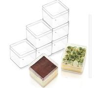 FZJ Plastic Square Dessert Cups Boxes with Lids,Clear Boxes Packaging For Baked,Cookie Tiramisu Containers for Fruit,Pudding,Mousse,Parfait Cups With Lids(20, 12oz 3.3 * 3.3 * 2.5in boxes)