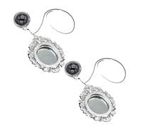 FZJWIKO Betta Fish Training Accessory Set with Suction Cup, 2, Silver | 2 Piece Reflective Aquarium Decor with Cord and Ornate Round Design for Aquariums, with Round Detail Trim