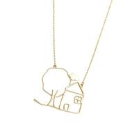 FZJWIKO Nature-Inspired Pendant Necklace with a Slender Chain | Openwork House Scene, Tree and Cloud, Fine Chain Presentation, Clean Pendant-Led Decorative Profile