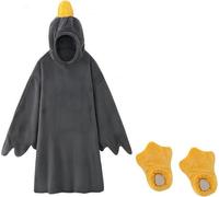 FZKun Big White Goose Wearable Blanket - Funny Couples Pajama with Slippers Thick Coral Fleece Hoodie Onesie Cosplay Costume Winter Warm Sleepwear for Home Party Gift (L,Grey)