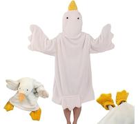 FZKun Big White Goose Wearable Blanket - Funny Couples Pajama with Slippers Thick Coral Fleece Hoodie Onesie Cosplay Costume Winter Warm Sleepwear for Home Party Gift (White,XL)